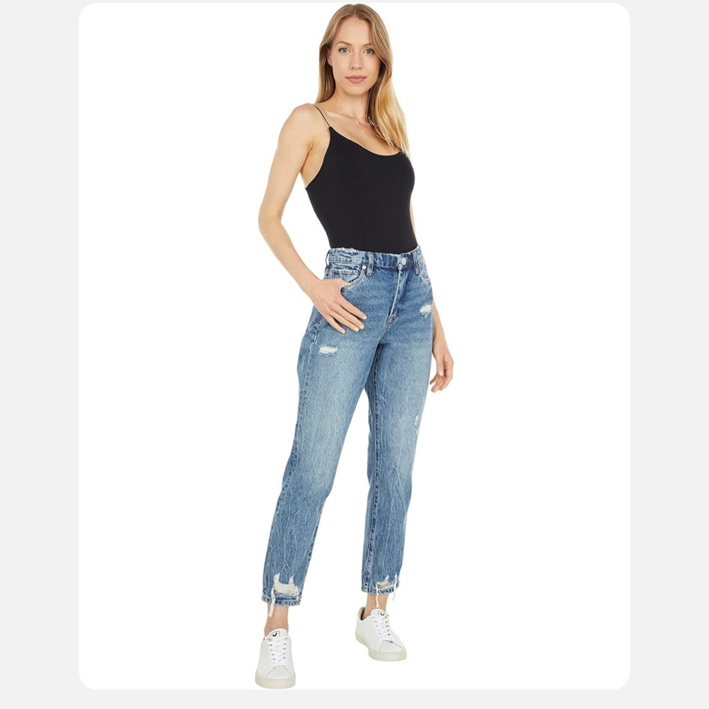 BLANK NYC Indigo Madison Crop with Destructed Hem in Good Vibrations